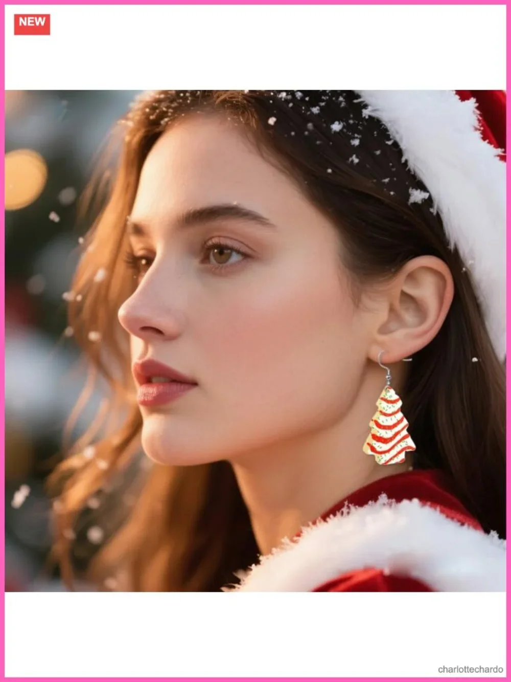 Christmas Tree Acrylic Earrings Drop Dangle Holiday Jewelry Gift for Women